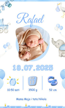 Blue and Beige New Born Baby Announcement - 1